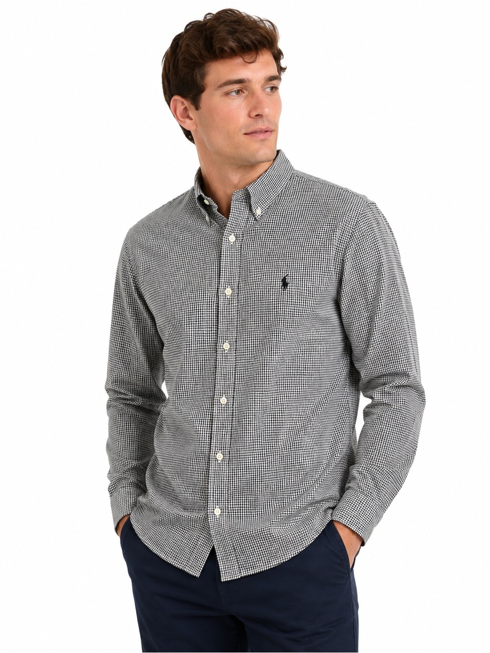 Polo by Ralph Lauren Men's Black & White Gingham Button-Down Shirt - 1034